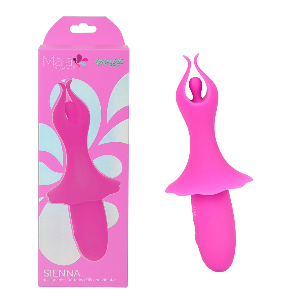 Maia SIENNA -  -  15.2 cm USB Rechargeable Fluttering Bullet in pink packaging with product visible.