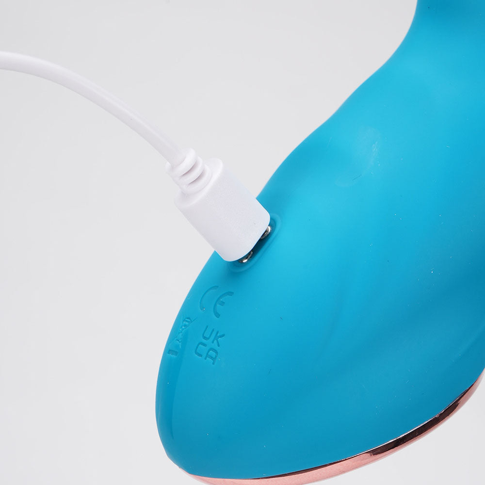 Maia KENNEDI - 23.5 cm USB Rechargeable Triple Stimulating Vibrator charging port for versatile stimulation.