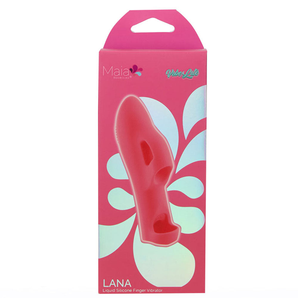 Maia LANA -  -  USB Rechargeable Finger Stimulator in pink packaging, showcasing the sleek finger vibrator design.