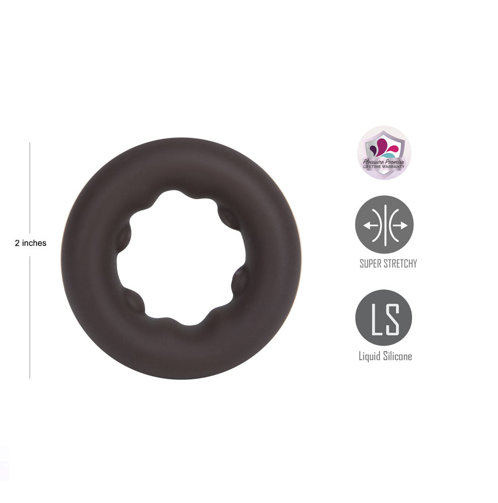 Maia GUNNER - Chocolate - Dark  Cock Ring showcasing super stretchy liquid silicone design, ideal for intimate essentials for her.