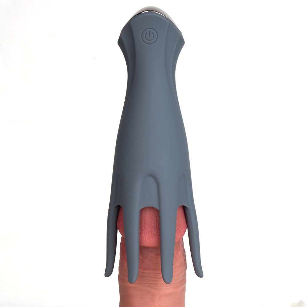 Maia LEO - Grey - Grey USB Rechargeable Penis Head Tickler on display for intimate essentials.