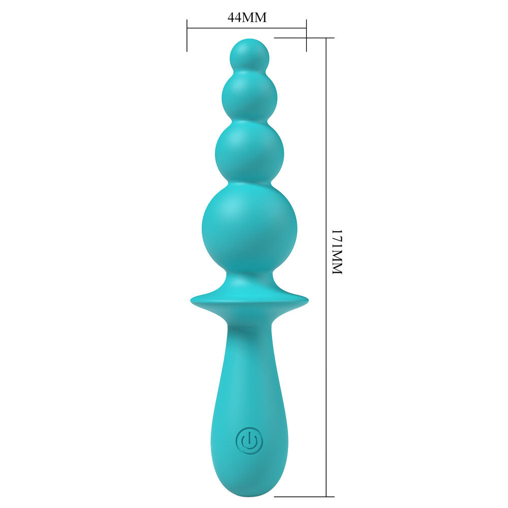 Party Up EVAJANE - Teal - Teal 17.1 cm USB Rechargeable Beaded Vibrator dimensions and design details