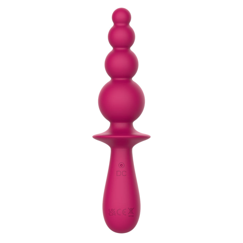 Party Up EVAJANE -  -  17.1 cm USB Rechargeable Beaded Vibrator in vibrant pink, showcasing four tiers of sensory beads.