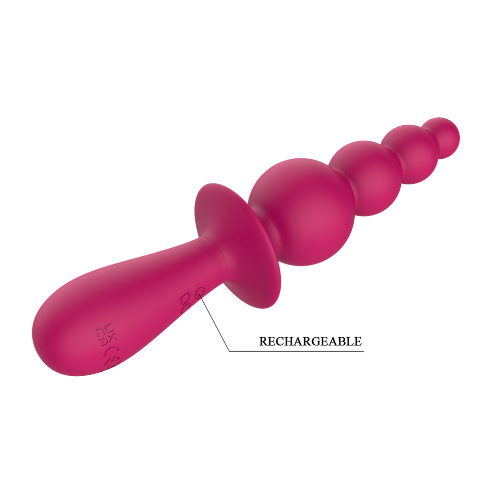 Party Up EVAJANE -  -  17.1 cm USB Rechargeable Beaded Vibrator in pink, featuring tiered beads and a rechargeable design.
