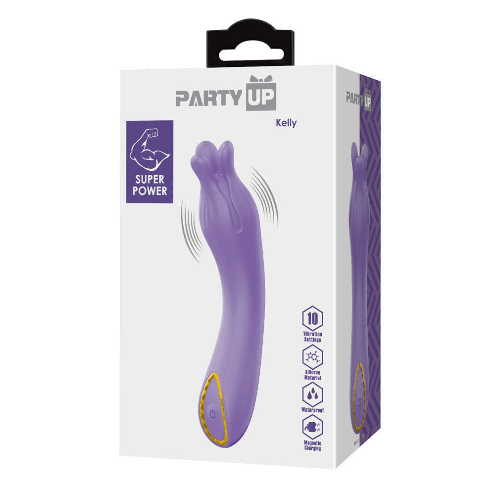 Party Up KELLY -  -  13.7 cm USB Rechargeable Vibrator packaging with super power and 10 vibration modes.