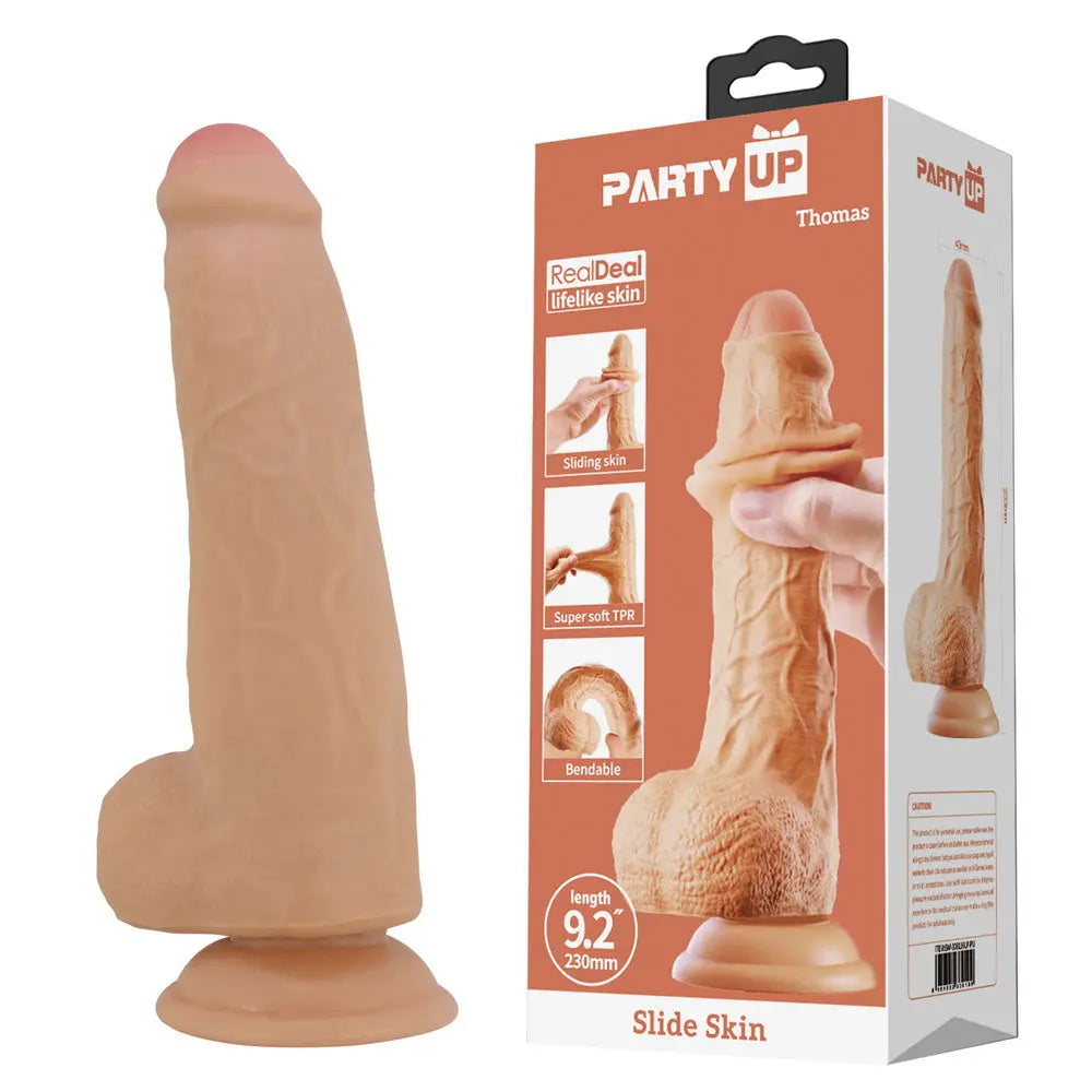Party Up THOMAS Slide Skin Dong -  23 cm Flexible Dildo Party Up Discreet Intimate Essentials.