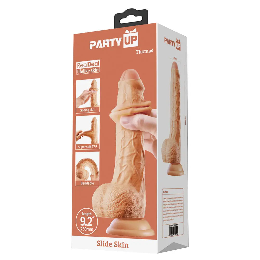 Party Up THOMAS Slide Skin Dong -  23 cm Flexible Dildo Party Up Discreet Intimate Essentials.