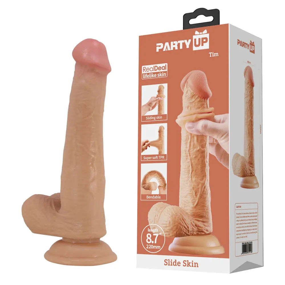 Party Up TIM Slide Skin Dong -  22 cm Flexible Dildo Party Up Discreet Intimate Essentials.