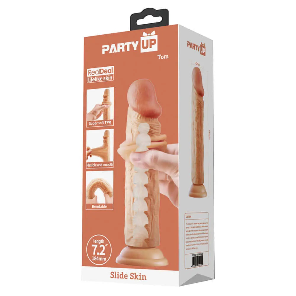 Party Up TOM Slide Skin Dong -  18.4 cm Flexible Dildo Party Up Discreet Intimate Essentials.