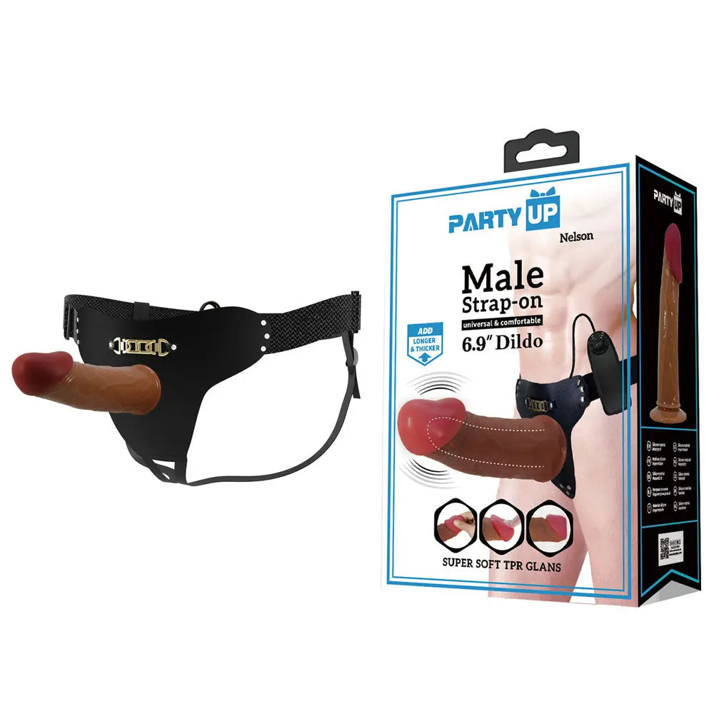 Party Up NELSON Vibrating Strap-On -  17.5 cm Vibrating Hollow Strap-On Party Up Discreet Intimate Essentials.