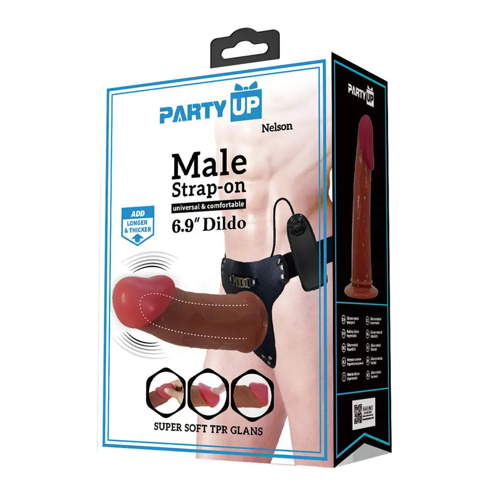 Party Up NELSON Vibrating Strap-On -  17.5 cm Vibrating Hollow Strap-On Party Up Discreet Intimate Essentials.