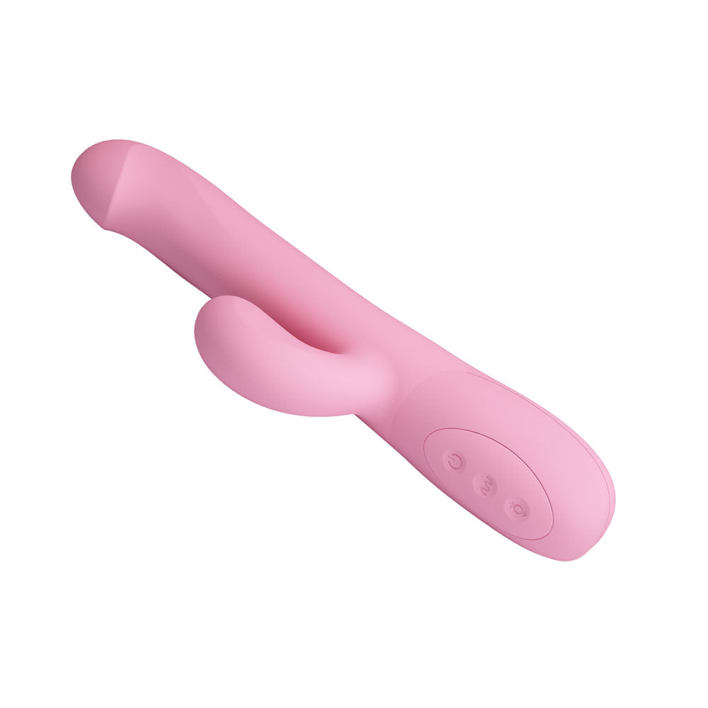 Party Up DEAN Wavy Rotation Vibe -  -  23.8 cm USB Rechargeable Rotating Rabbit Vibrator in pink for intimate essentials.