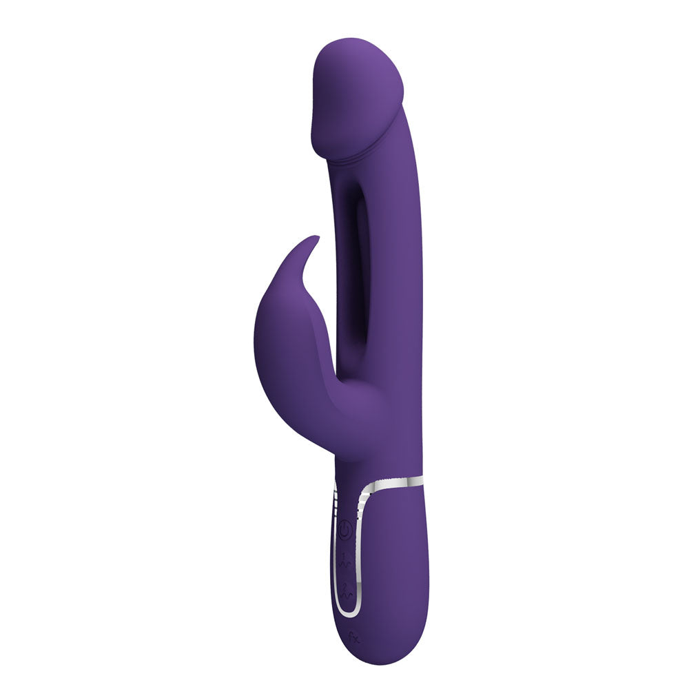 Party Up DAVID Swinging Vibe -  -  23.2 cm USB Rechargeable Rabbit Vibrator with Flicking Arm in purple.