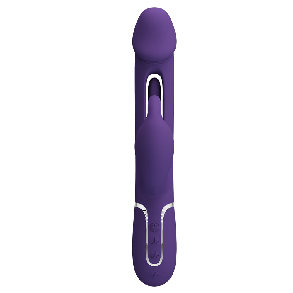 Party Up DAVID Swinging Vibe -  -  23.2 cm USB Rechargeable Rabbit Vibrator with Flicking Arm in purple design.