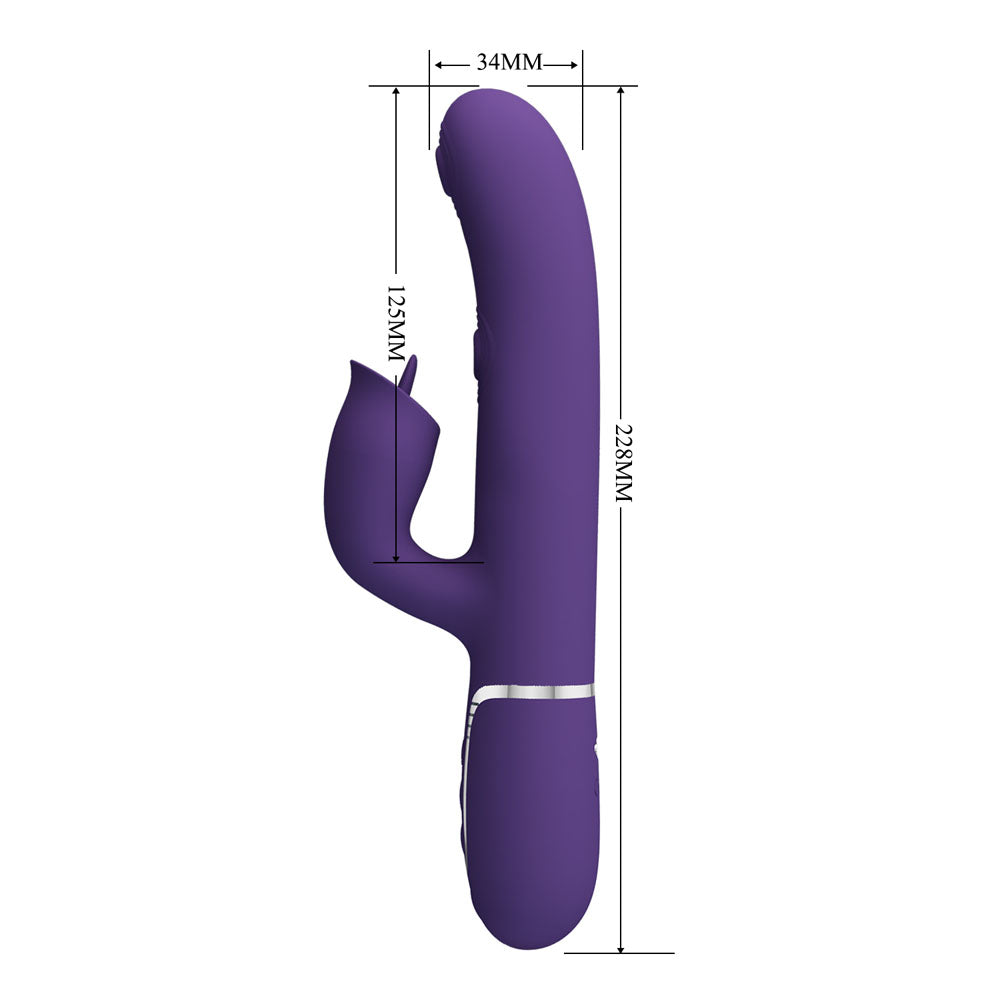 Party Up ALAN Dual Motor Vibrator -  -  22.8 cm USB Rechargeable Vibrator with Licking Clit Stimulator and Thumping Shaft dimensions