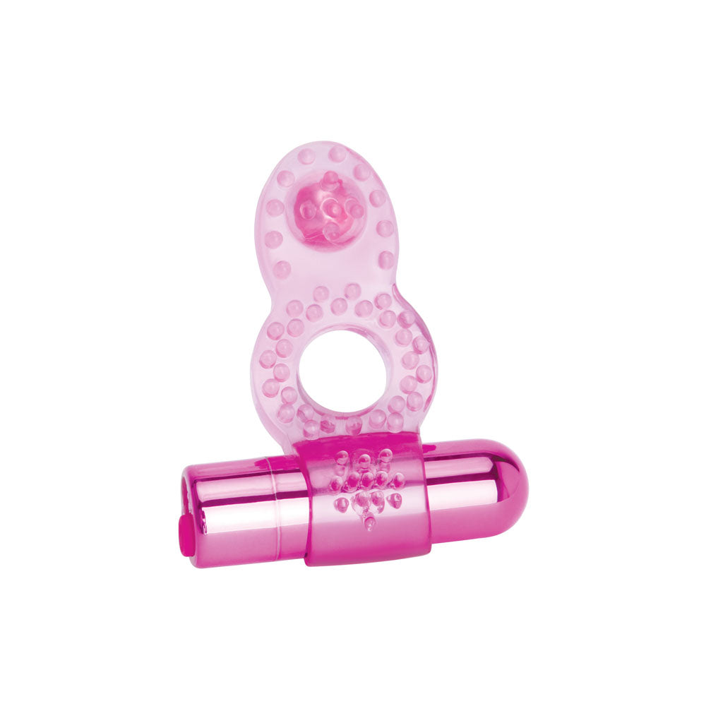 Bodywand Rechargeable Deluxe Orgasm Enhancer Ring -  USB Rechargeable Vibrating Cock Ring in pink with textured design.