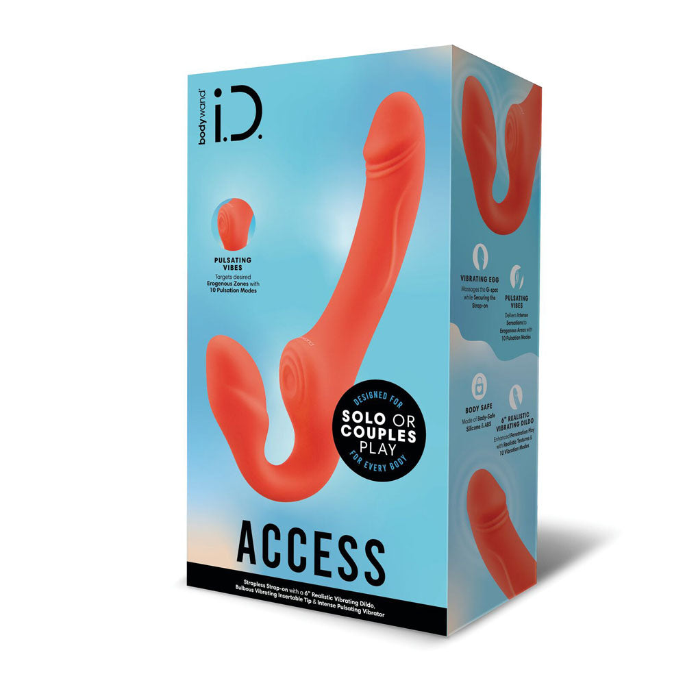 Bodywand ID Access Strapless Strap-On - Orange 15.2 cm USB Rechargeable Strapless Strap-On packaging box.