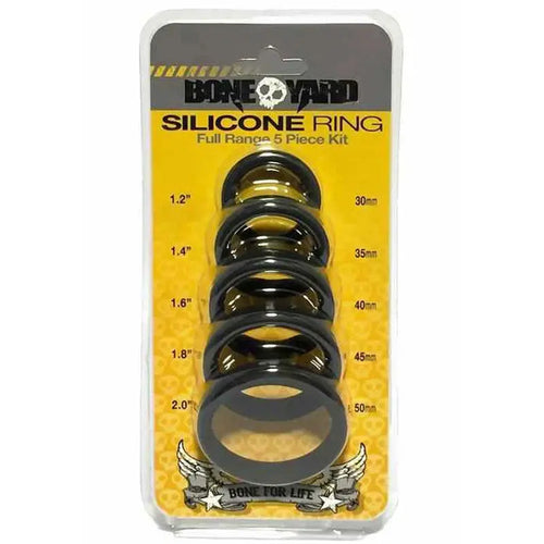 Boneyard Silicone Ring 5 Pcs Kit -  Cock Rings - Set of 5 Sizes C1 Releasing Discreet Intimate Essentials.