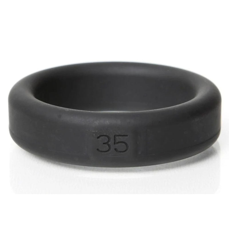 Boneyard Silicone Ring 5 Pcs Kit - Cock Rings - Set of 5 Sizes, black silicone cock ring close-up, durable design.