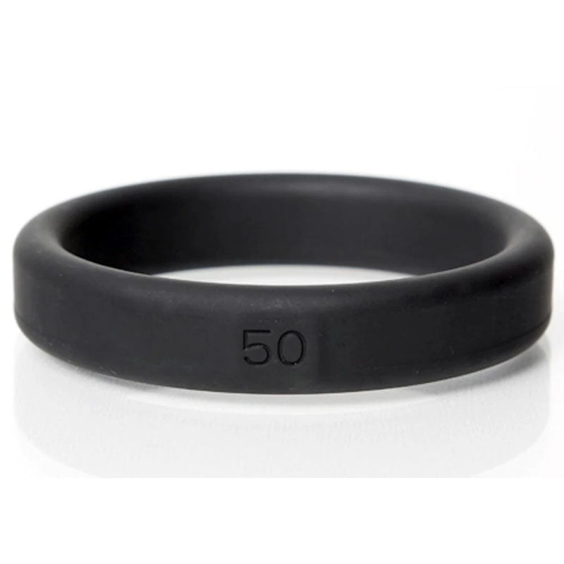 Boneyard Silicone Ring 5 Pcs Kit - Cock Rings - Set of 5 Sizes, black silicone ring with size 50 marking.