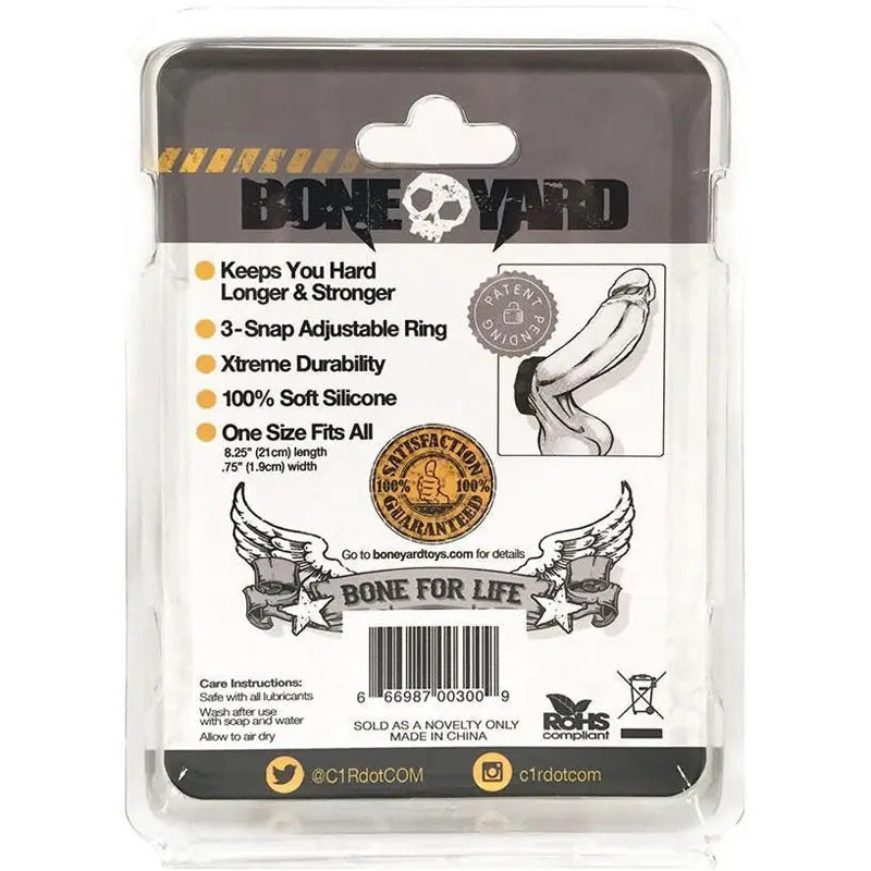 Affordable quality Boneyard Silicone Cock Strap  -  3-Snap Adjustable Cock Ring  from C1 Releasing by Discreet Intimate Essentials with Discreet Delivery 