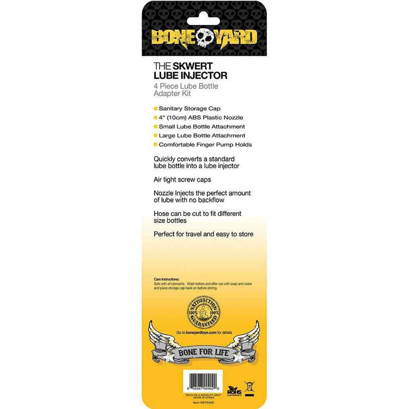 Boneyard Skwert Lube Injector - Lube Injector for Bottles, 4-piece kit for easy lubrication without backflow.