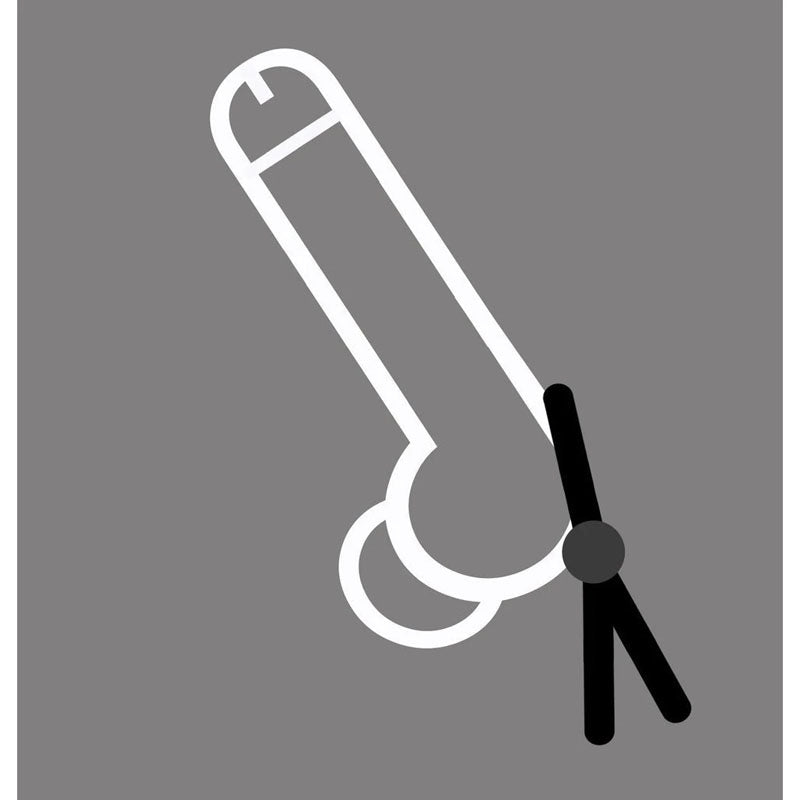 Boneyard Cock Leash Single -  Adjustable Cock Lasso Ring illustration on grey background.