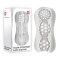 Adam & Eve Triple Chamber Ball Drainer -  Masturbator Sleeve with unique pleasure nubs and close-ended design for suction.