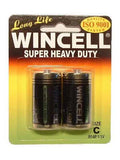 Wincell C Super Heavy Duty Batteries - Heavy Duty C batteries 2 pack with long life packaging.