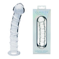Clarity - Seraphic Spiral - 16 cm Glass Dildo in packaging showcasing its elegant design and distinctive spiral texture.