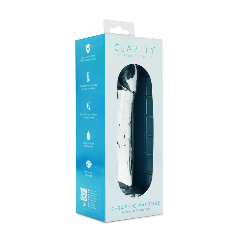 Clarity - Seraphic Rapture - 17.8 cm Glass Dildo packaging showcasing design and features.
