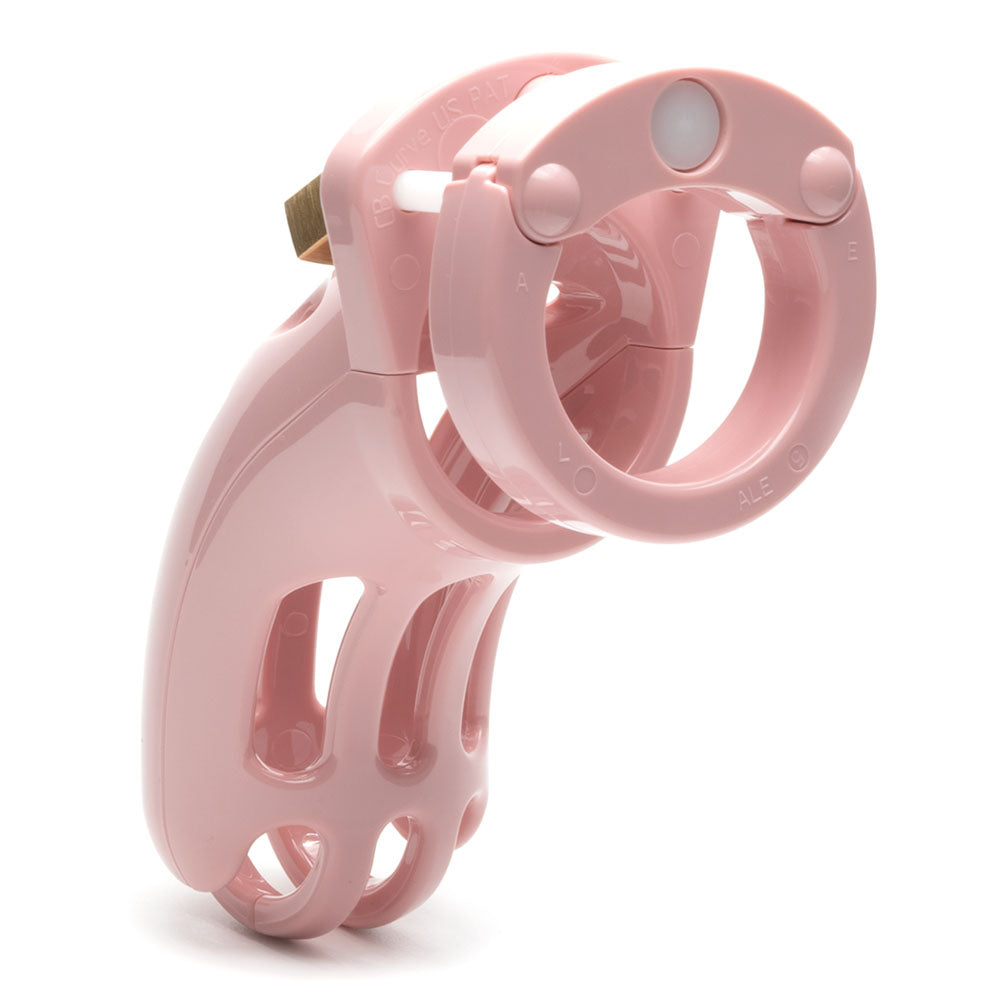 The Curve Chastity Cock Cage Kit -  -  3.75 Inch Cock Cage Kit in pink, featuring innovative ring design.