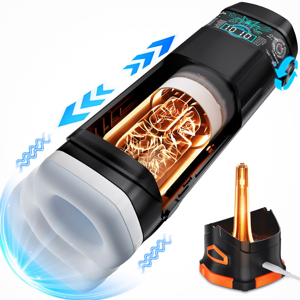 CyberSkin The Titan - USB Rechargeable Thrusting & Vibrating Auto Masturbator with Heater features and sleek design.