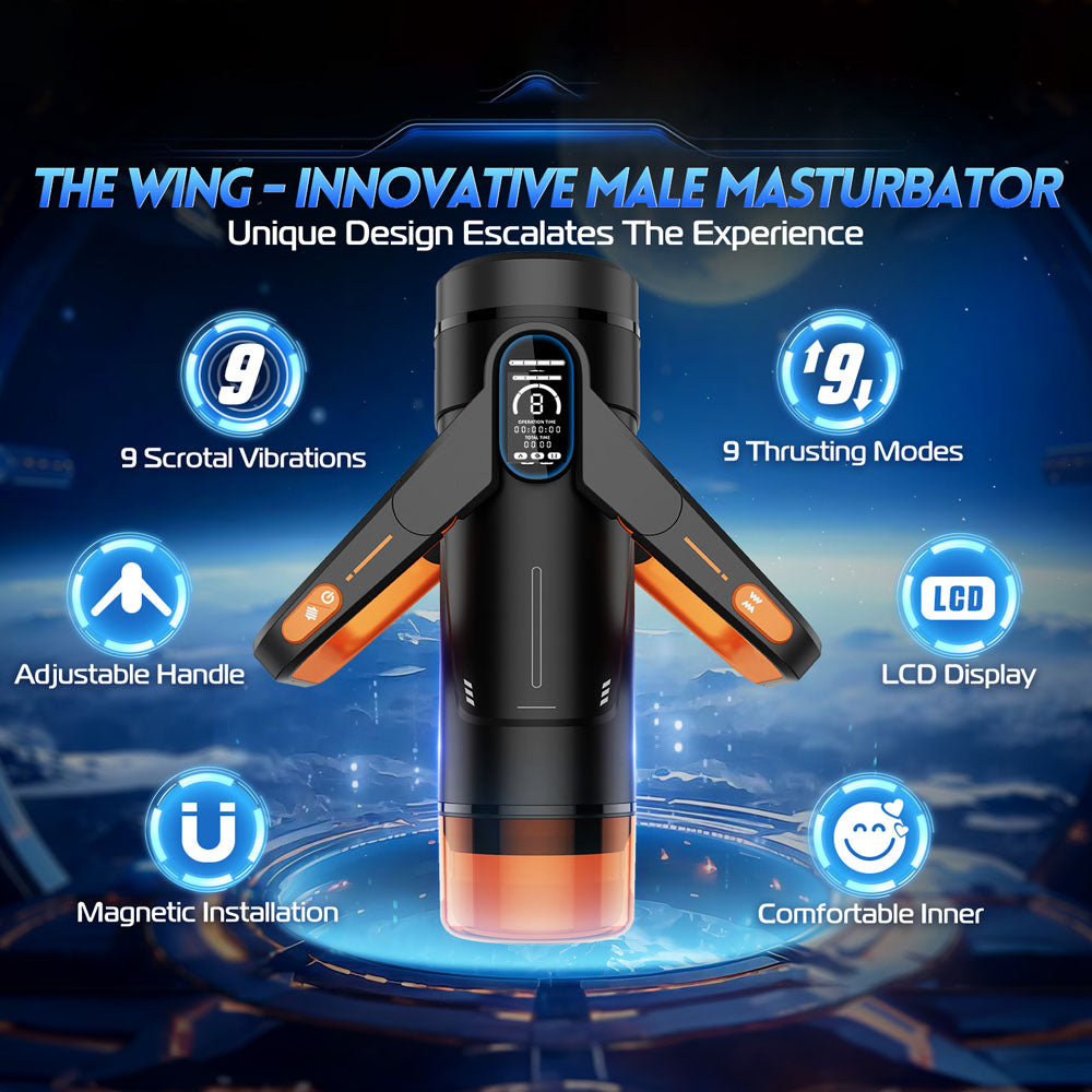 CyberSkin The Wing -  USB Rechargeable Thrusting & Massaging Auto Masturbator with Heater featuring 9 vibrations and thrusting modes.