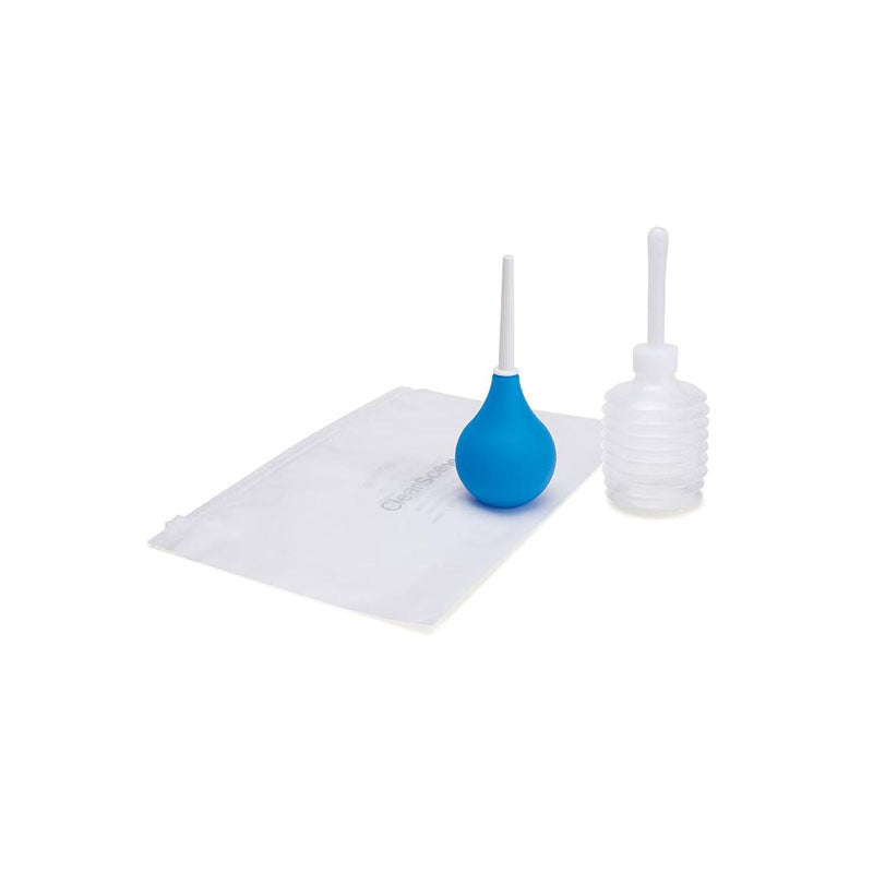 CleanScene 4 Piece Travel Bulb Douche Set - 90 ml Capacity with Bonus 150 ml Travel Douche, including blue squeezable bulb and travel douche.