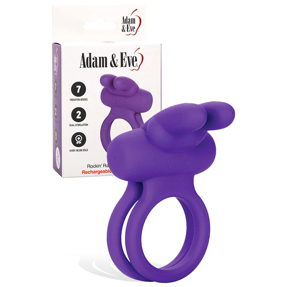 Adam & Eve ROCKIN' RABBIT -  USB Rechargeable Cock & Balls Ring for enhanced pleasure and comfort.
