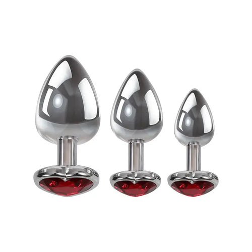 Adam & Eve Three Hearts Gem Anal Plug Set - Metallic Butt Plugs with Gem Bases - Set of 3 Sizes Adam & Eve Discreet Intimate Essentials.