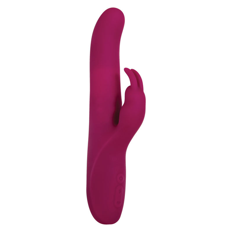 Adam & Eve Eve's Twirling Rabbit Thruster - 24.1 cm USB Rechargeable Thrusting Rabbit Vibrator in vibrant pink color.