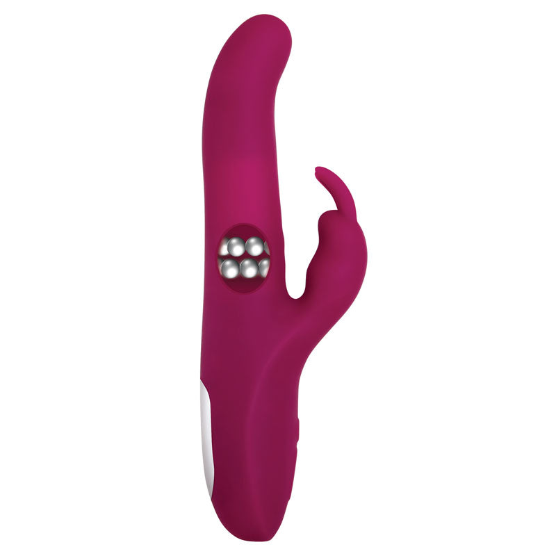 Adam & Eve Eve's Twirling Rabbit Thruster - 24.1 cm USB Rechargeable Thrusting Rabbit Vibrator in vibrant pink color.