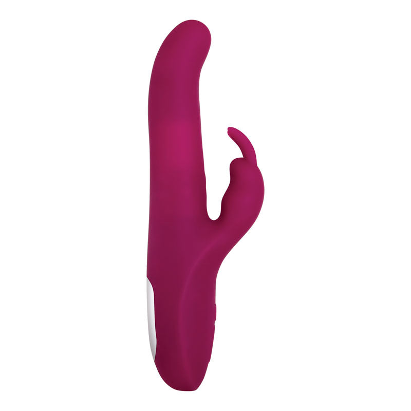Adam & Eve Eve's Twirling Rabbit Thruster - 24.1 cm USB Rechargeable Thrusting Rabbit Vibrator in vibrant purple color.