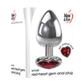 Adam & Eve Red Heart Gen Anal Plug - Small - Metallic 7.1 cm Butt Plug with Heart Gem Base packaging image.