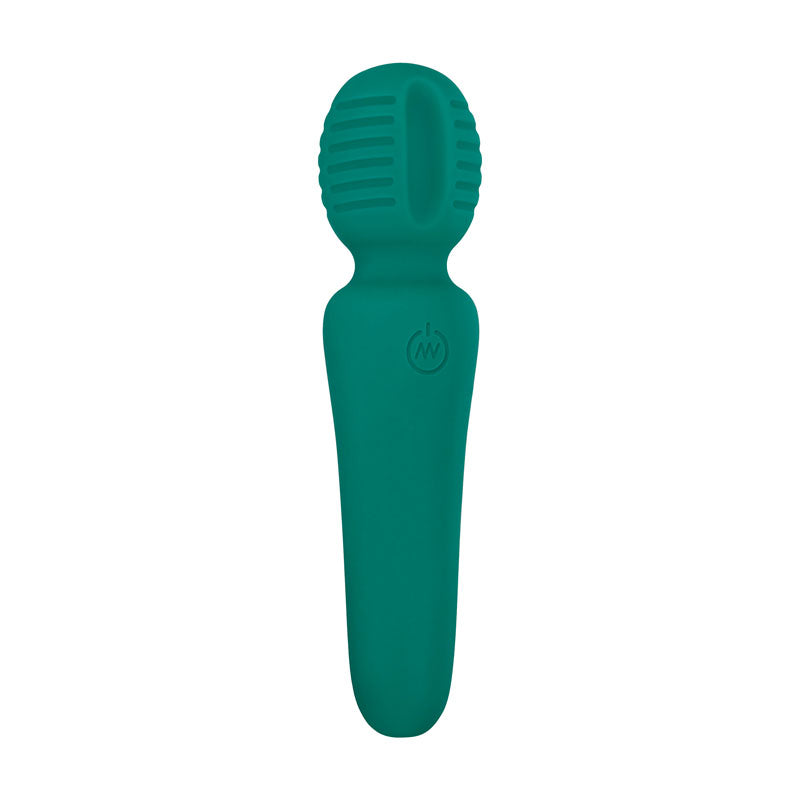 Adam & Eve Petite Private Pleasure Wand -  14.8 cm USB Rechargeable Massager Wand in green silicone design.