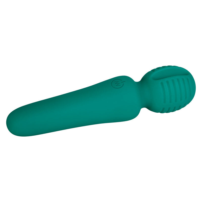 Adam & Eve Petite Private Pleasure Wand - 14.8 cm USB Rechargeable Massager Wand in green silicone, perfect for intimate essentials for her.