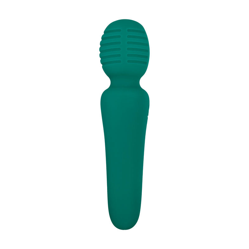 Adam & Eve Petite Private Pleasure Wand -  14.8 cm USB Rechargeable Massager Wand in teal silicone with textured grip.