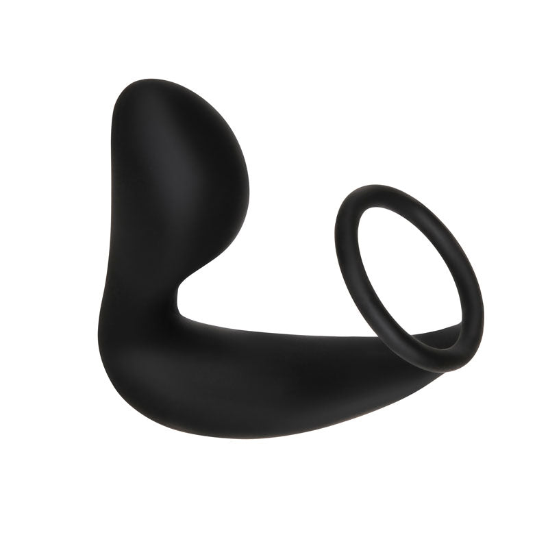 Adam & Eve Adam's Rechargeable Prostate Pleaser & C-Ring - USB Rechargeable Anal Plug with Cock Ring in black silicone.