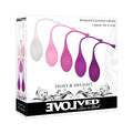 Evolved TIGHT & DELIGHT - Kegel Trainer Set - 5 Piece Kit with colorful kegel balls for pelvic floor strengthening.