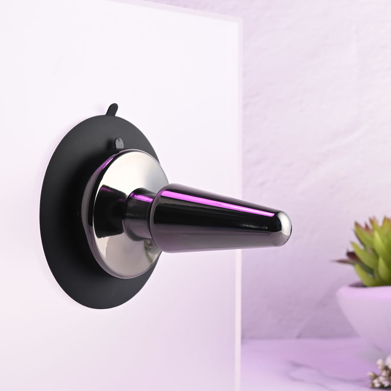 Evolved BEGINNER METAL PLUG - Black 11.2 cm USB Rechargeable Vibrating Butt Plug with silicone suction cup base.