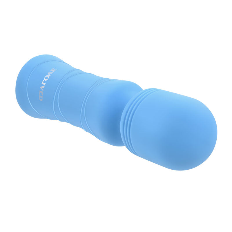 Evolved Out Of The  -  10.5 cm USB Rechargeable Mini Massager Wand in soft blue silicone for intimate essentials.