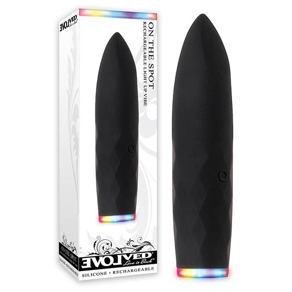 Evolved On The Spot - 9.1 cm (3.6'') USB Rechargeable Bullet with vibrant LED colors and ergonomic design.