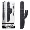 Evolved RINGMASTER - 23.1 cm USB Rechargeable Rabbit Vibrator in black with box packaging and control panel.